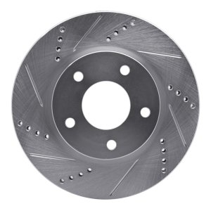 Dodge Caliber Brake Rotor (1) - Front Left - R1 Concepts - Drilled & Slotted - Silver - `07-`17